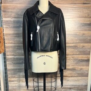 Forever 21 Tassle Faux Leather Motorcycle Jacket NWT
